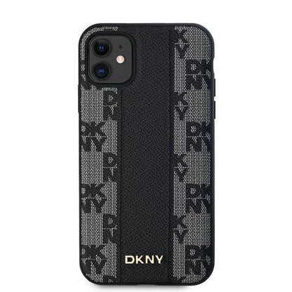 DKNY Leather Checkered Mono Pattern MagSafe Case for iPhone 11 / Xr - Black_2