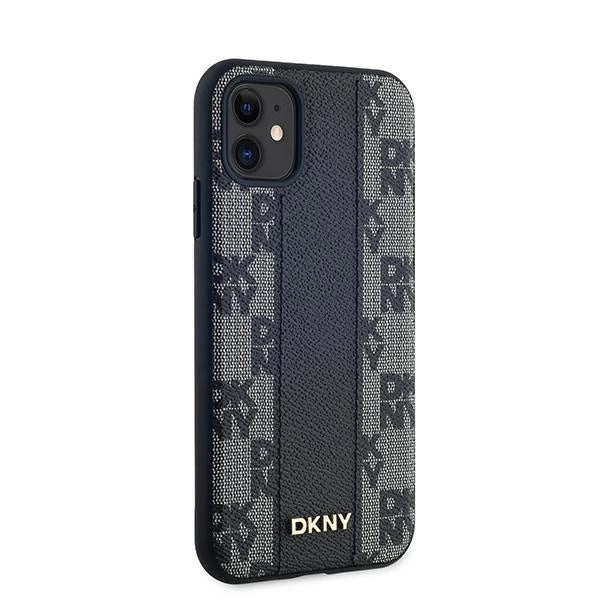 DKNY Leather Checkered Mono Pattern MagSafe Case for iPhone 11 / Xr - Black_3