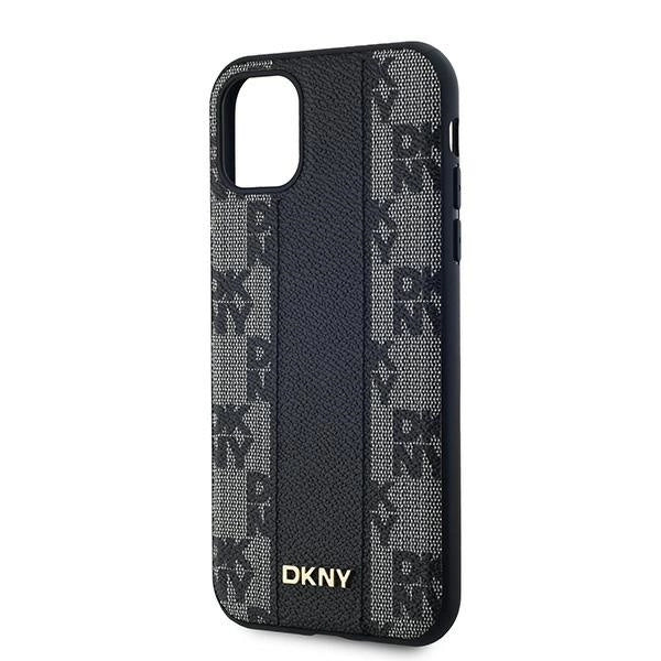 DKNY Leather Checkered Mono Pattern MagSafe Case for iPhone 11 / Xr - Black_5