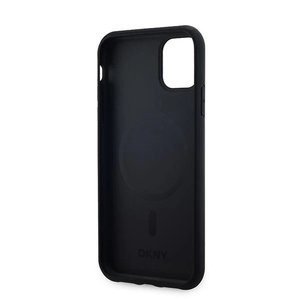 DKNY Leather Checkered Mono Pattern MagSafe Case for iPhone 11 / Xr - Black_6