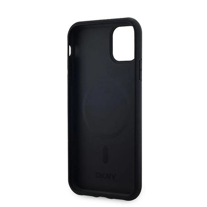 DKNY Leather Checkered Mono Pattern MagSafe Case for iPhone 11 / Xr - Black_6