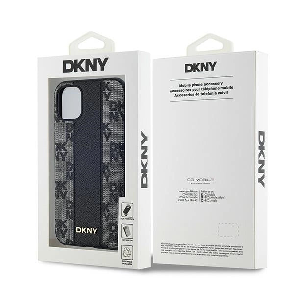 DKNY Leather Checkered Mono Pattern MagSafe Case for iPhone 11 / Xr - Black_7