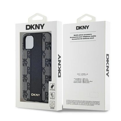 DKNY Leather Checkered Mono Pattern MagSafe Case for iPhone 11 / Xr - Black_7