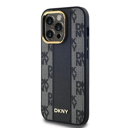 DKNY Leather Checkered Mono Pattern MagSafe Case for iPhone 13 Pro / 13 - Black_1
