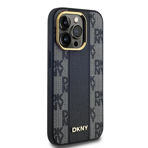 DKNY Leather Checkered Mono Pattern MagSafe Case for iPhone 13 Pro / 13 - Black_3