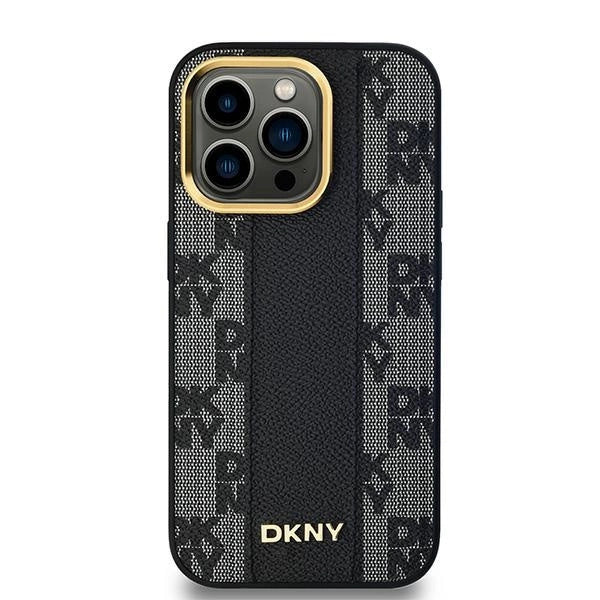 DKNY Leather Checkered Mono Pattern MagSafe case for iPhone 14 Pro - black_2