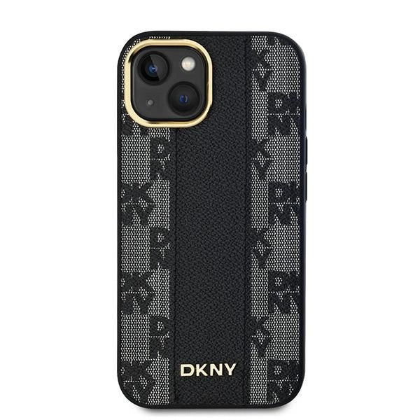 DKNY Leather Checkered Mono Pattern MagSafe Case for iPhone 14/15/13 - Black_2