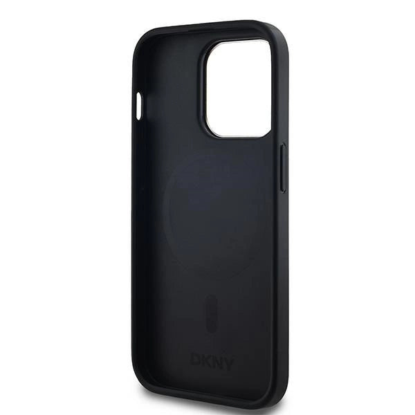 DKNY Leather Checkered Mono Pattern MagSafe Case for iPhone 14 Pro Max - Black_6