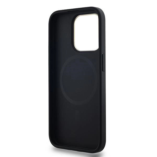 DKNY Leather Checkered Mono Pattern MagSafe case for iPhone 15 Pro - black_6