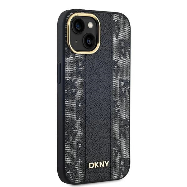 DKNY Leather Checkered Mono Pattern MagSafe Case for iPhone 15 Plus / 14 Plus - Black_3
