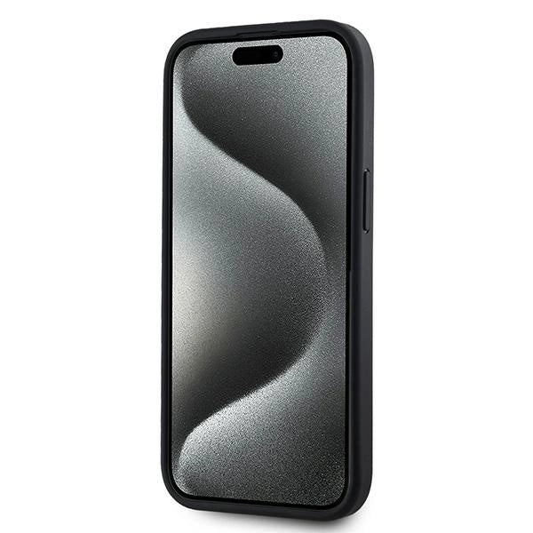 DKNY Leather Checkered Mono Pattern MagSafe Case for iPhone 15 Plus / 14 Plus - Black_4