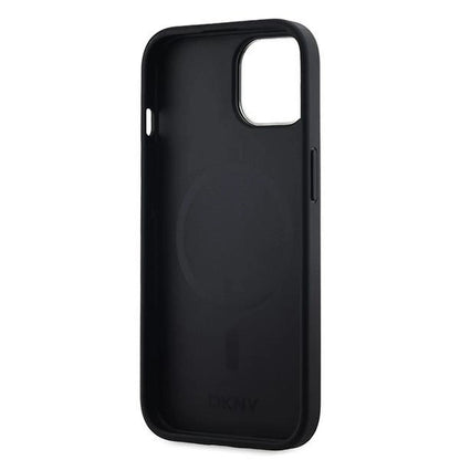 DKNY Leather Checkered Mono Pattern MagSafe Case for iPhone 15 Plus / 14 Plus - Black_6