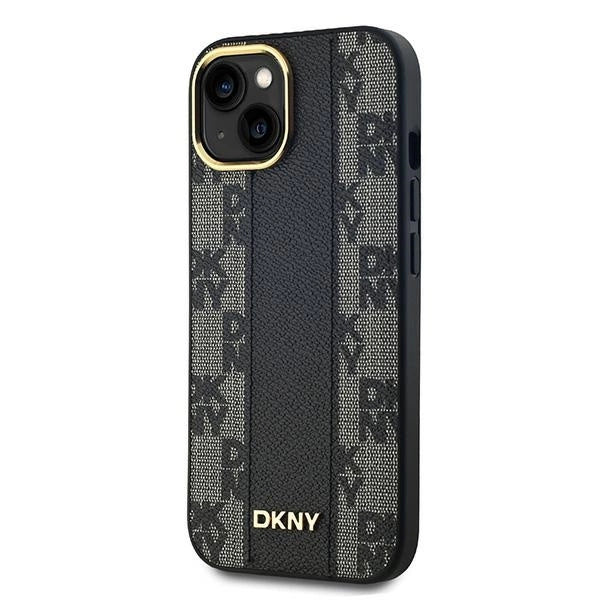 DKNY Leather Checkered Mono Pattern MagSafe Case for iPhone 15/14/13 - Black_1