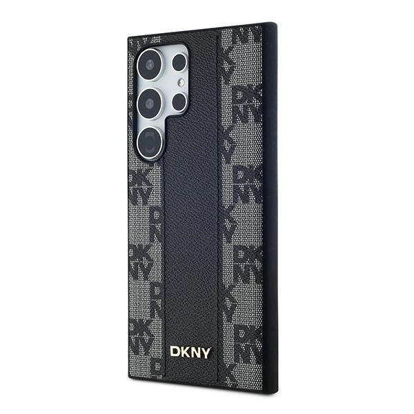 DKNY Leather Checkered Mono Pattern MagSafe Case for Samsung Galaxy S24 Ultra - Black_1