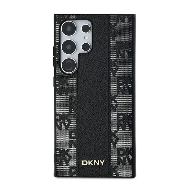 DKNY Leather Checkered Mono Pattern MagSafe Case for Samsung Galaxy S24 Ultra - Black_2