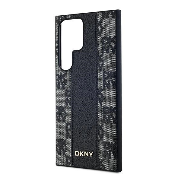 DKNY Leather Checkered Mono Pattern MagSafe Case for Samsung Galaxy S24 Ultra - Black_5
