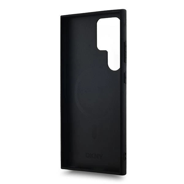 DKNY Leather Checkered Mono Pattern MagSafe Case for Samsung Galaxy S24 Ultra - Black_6