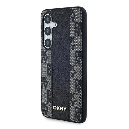 DKNY Leather Checkered Mono Pattern MagSafe case for Samsung Galaxy S24 - black_1