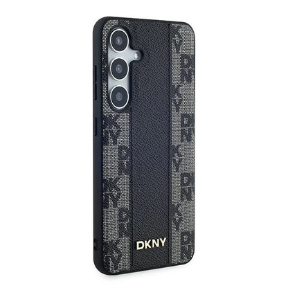 DKNY Leather Checkered Mono Pattern MagSafe case for Samsung Galaxy S24 - black_3