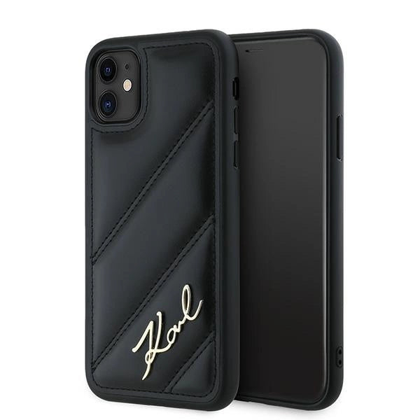 Karl Lagerfeld Diagonal Quilted Script case for iPhone 11 / Xr - black_0