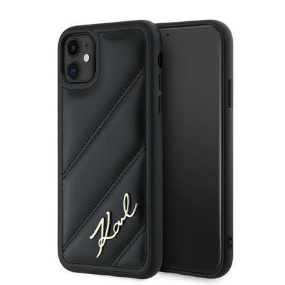 Karl Lagerfeld Diagonal Quilted Script case for iPhone 11 / Xr - black_0