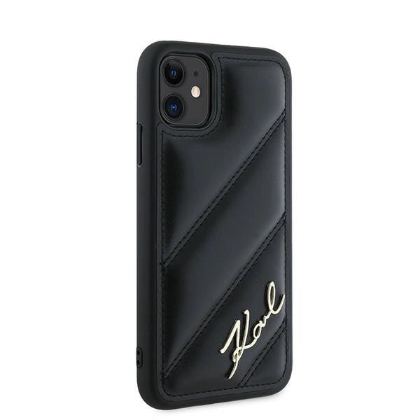 Karl Lagerfeld Diagonal Quilted Script case for iPhone 11 / Xr - black_3