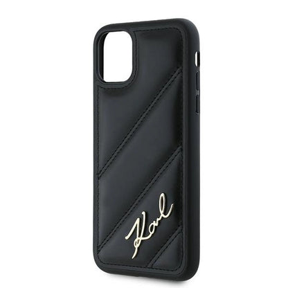 Karl Lagerfeld Diagonal Quilted Script case for iPhone 11 / Xr - black_5