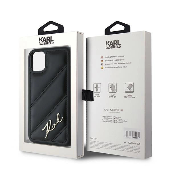 Karl Lagerfeld Diagonal Quilted Script case for iPhone 11 / Xr - black_7