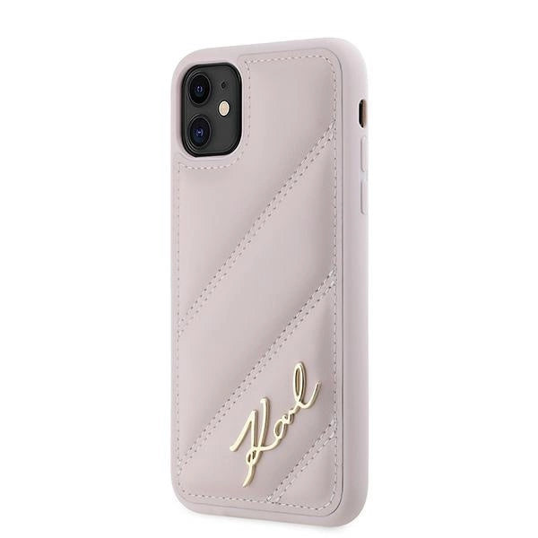 Karl Lagerfeld Diagonal Quilted Script case for iPhone 11 / Xr - pink_1