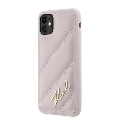 Karl Lagerfeld Diagonal Quilted Script case for iPhone 11 / Xr - pink_1