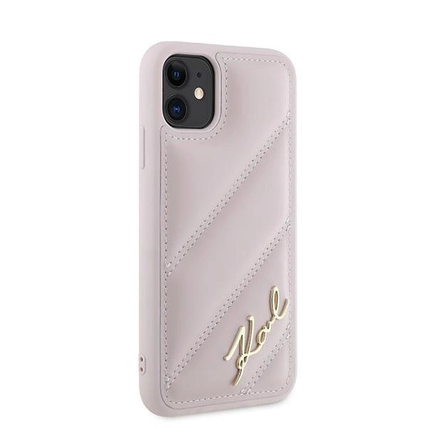 Karl Lagerfeld Diagonal Quilted Script case for iPhone 11 / Xr - pink_3