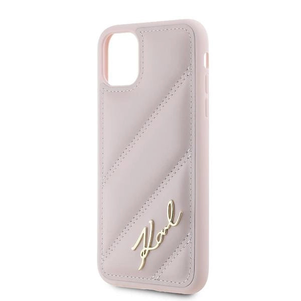 Karl Lagerfeld Diagonal Quilted Script case for iPhone 11 / Xr - pink_5