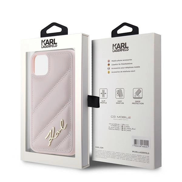 Karl Lagerfeld Diagonal Quilted Script case for iPhone 11 / Xr - pink_7