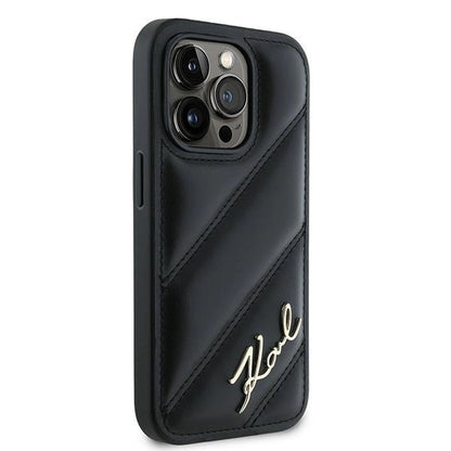 Karl Lagerfeld Diagonal Quilted Script case for iPhone 14 Pro Max - black_3
