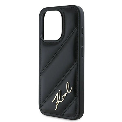Karl Lagerfeld Diagonal Quilted Script case for iPhone 15 Pro - black_5
