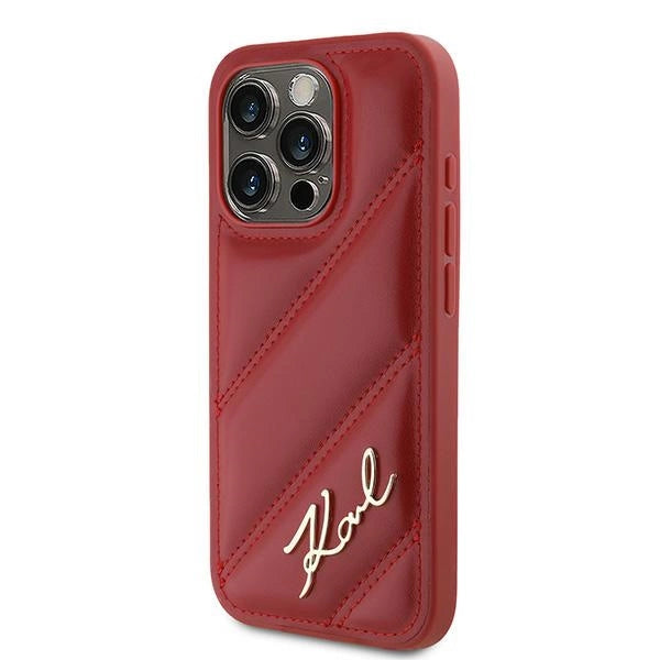 Karl Lagerfeld Diagonal Quilted Script case for iPhone 15 Pro - red_1