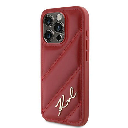 Karl Lagerfeld Diagonal Quilted Script case for iPhone 15 Pro - red_1