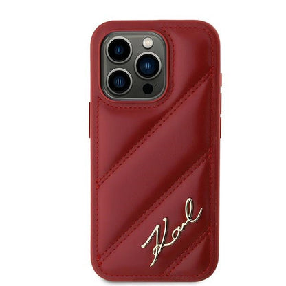 Karl Lagerfeld Diagonal Quilted Script case for iPhone 15 Pro - red_2