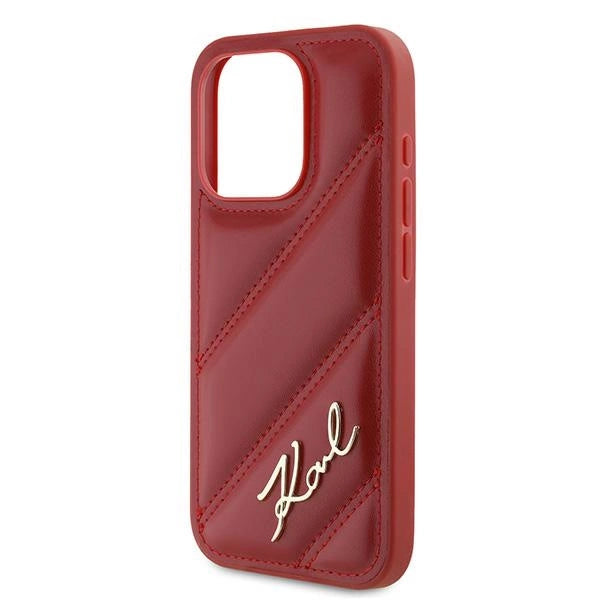Karl Lagerfeld Diagonal Quilted Script case for iPhone 15 Pro - red_5