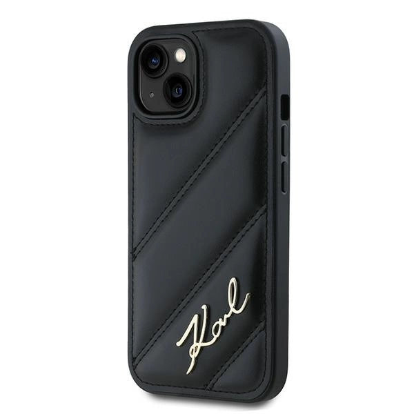 Karl Lagerfeld Diagonal Quilted Script case for iPhone 15 Plus / 14 Plus - black_1