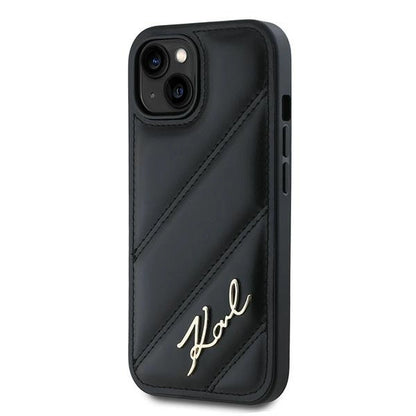 Karl Lagerfeld Diagonal Quilted Script case for iPhone 15 Plus / 14 Plus - black_1