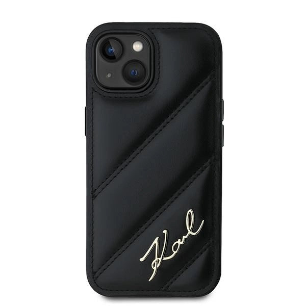 Karl Lagerfeld Diagonal Quilted Script case for iPhone 15 Plus / 14 Plus - black_2