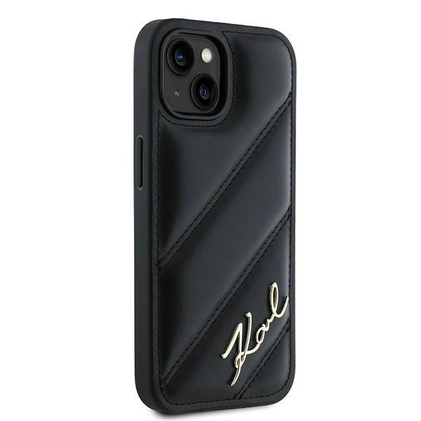 Karl Lagerfeld Diagonal Quilted Script case for iPhone 15 Plus / 14 Plus - black_3