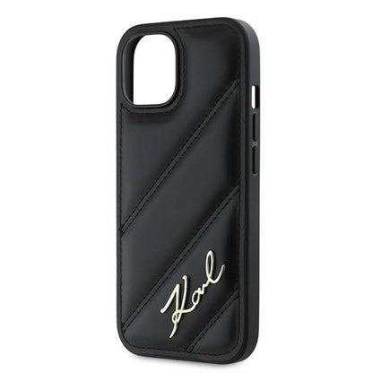 Karl Lagerfeld Diagonal Quilted Script case for iPhone 15 Plus / 14 Plus - black_5