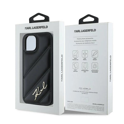 Karl Lagerfeld Diagonal Quilted Script case for iPhone 15 Plus / 14 Plus - black_7