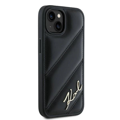 Karl Lagerfeld Diagonal Quilted Script case for iPhone 15 / 14 / 13 - black_3