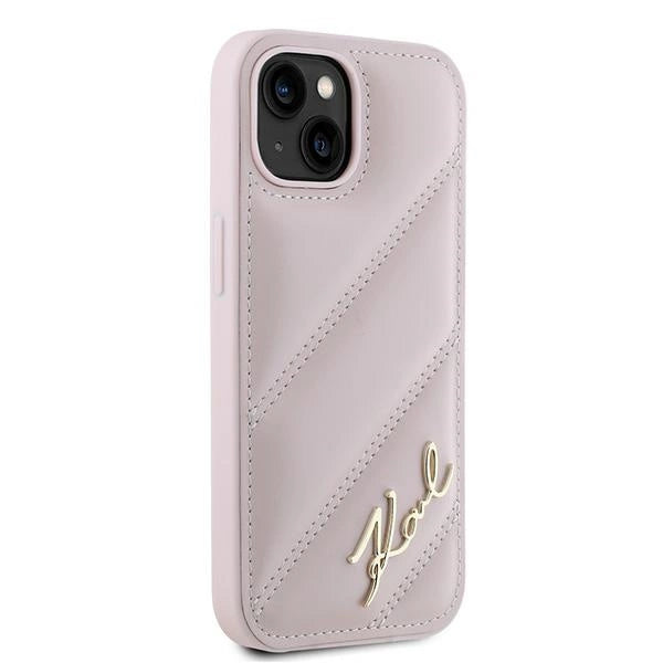 Karl Lagerfeld Diagonal Quilted Script case for iPhone 15 / 14 / 13 - pink_3
