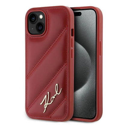 Karl Lagerfeld Diagonal Quilted Script case for iPhone 15 / 14 / 13 - red_0