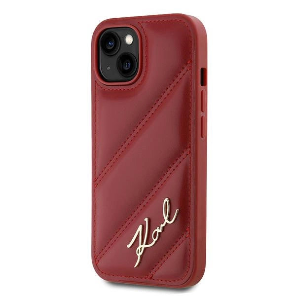Karl Lagerfeld Diagonal Quilted Script case for iPhone 15 / 14 / 13 - red_1