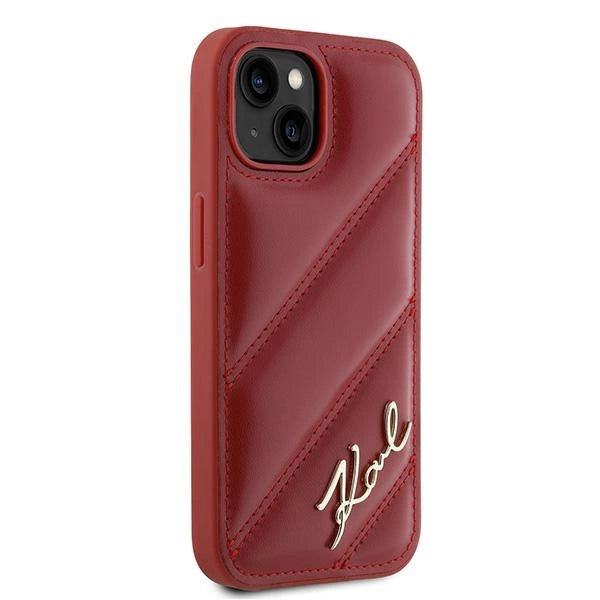Karl Lagerfeld Diagonal Quilted Script case for iPhone 15 / 14 / 13 - red_3